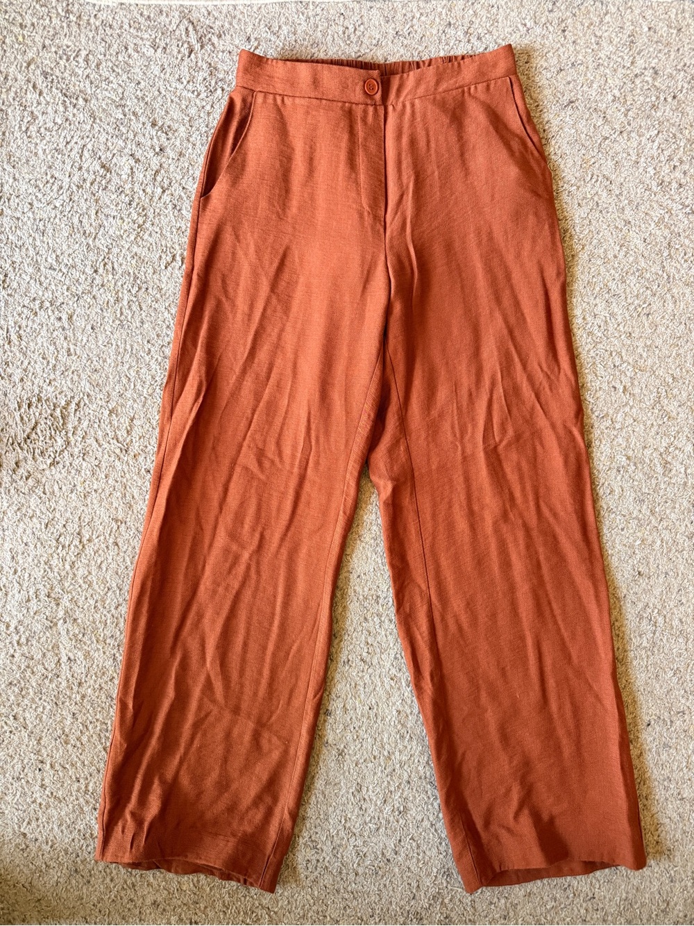Wide-Leg Trousers in Rust Orange - Women's Casual Trousers